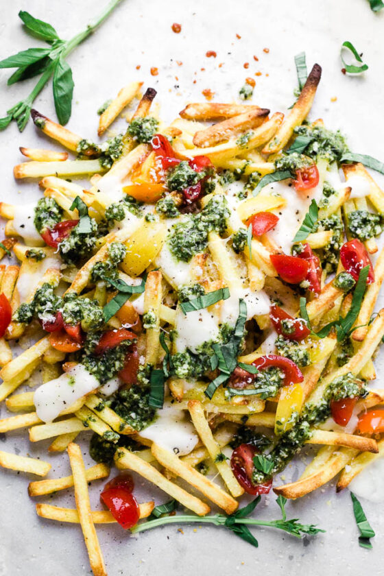 Loaded Pesto Fries Happy Veggie Kitchen