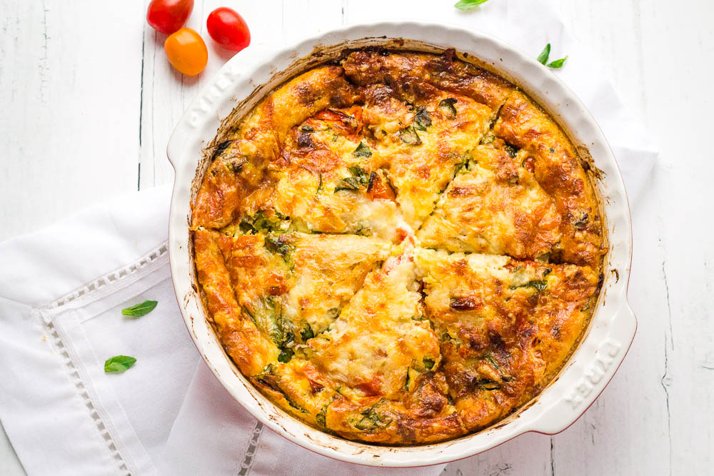 Easiest Roasted Tomato Basil Quiche Happy Veggie Kitchen