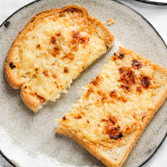 Air Fryer Cheese on Toast - Happy Veggie Kitchen