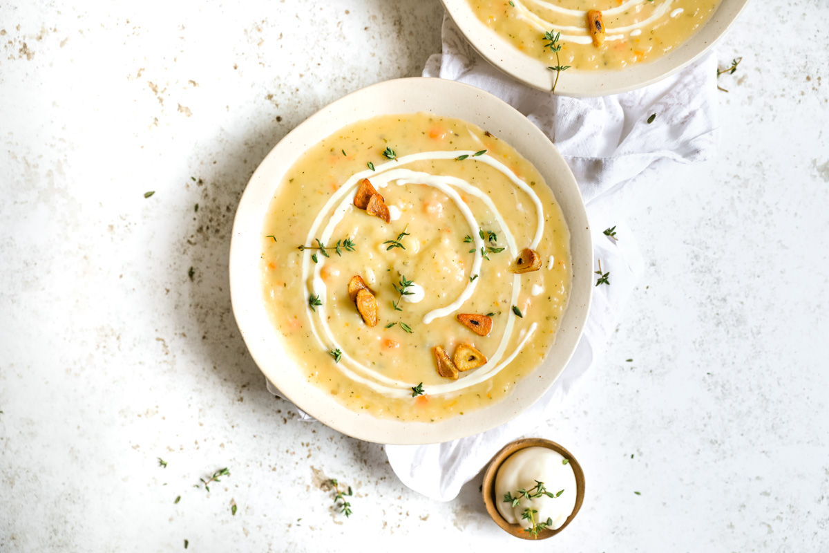 The Best Vegetarian Potato Soup - Happy Veggie Kitchen