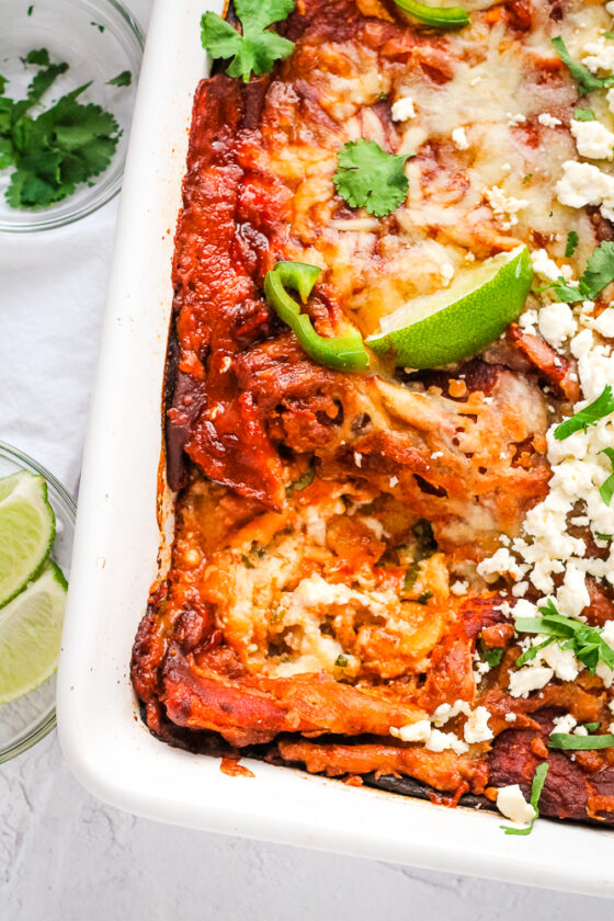 Four Cheese Enchilada Casserole Happy Veggie Kitchen