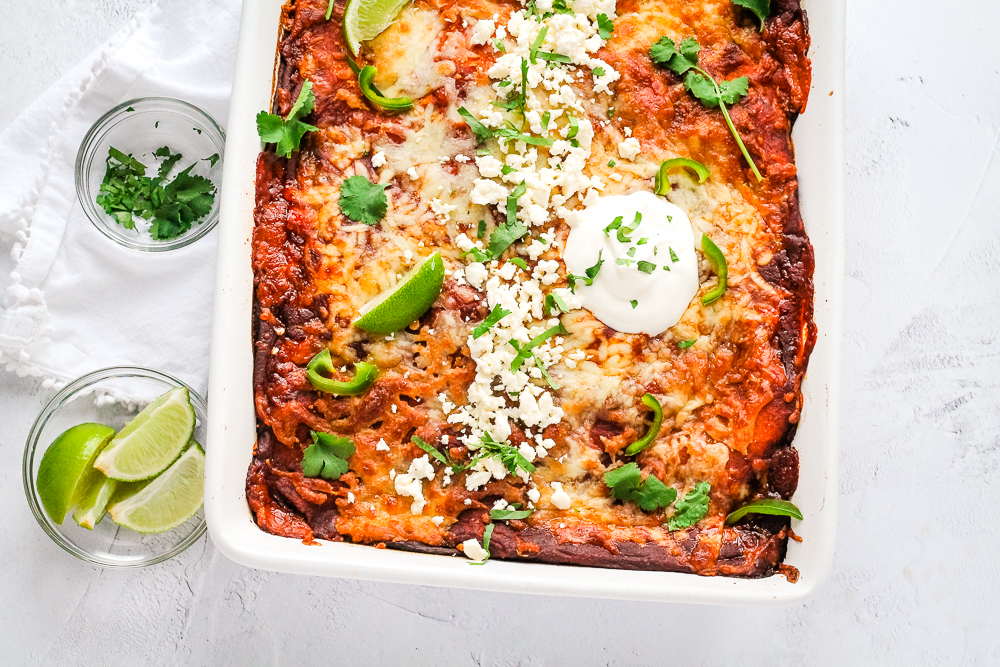 Four Cheese Enchilada Casserole Happy Veggie Kitchen