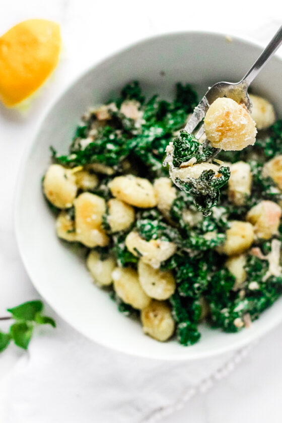 Easy One Pan Kale Gnocchi Happy Veggie Kitchen
