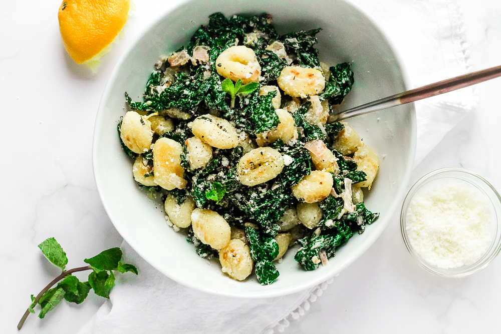 Easy One Pan Kale Gnocchi Happy Veggie Kitchen