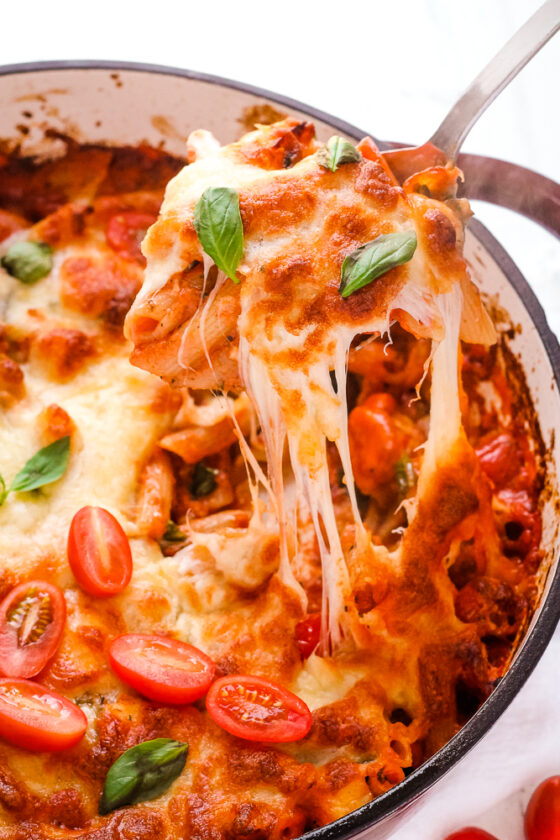 Creamy Halloumi Pasta Bake with Cherry Tomatoes Happy Veggie Kitchen
