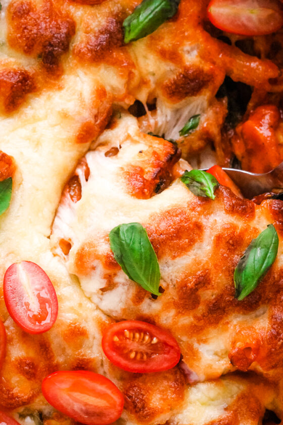 Creamy Halloumi Pasta Bake with Cherry Tomatoes Happy Veggie Kitchen