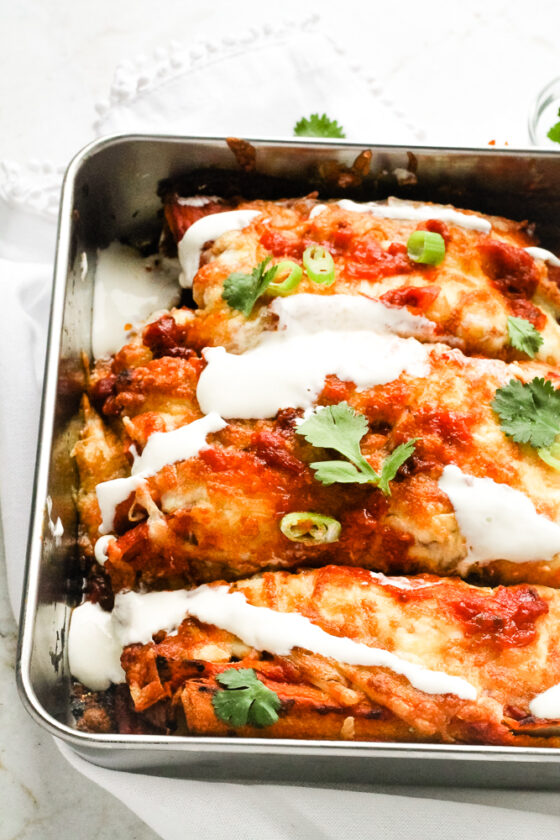 Easy Air Fryer Enchiladas (Cheese & Bean) Happy Veggie Kitchen