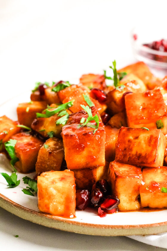 Honey Harissa Paneer Bites Happy Veggie Kitchen