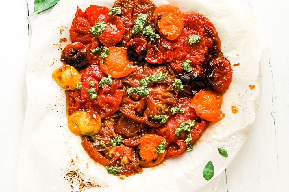 Quick Roasted Heirloom Tomatoes Happy Veggie Kitchen