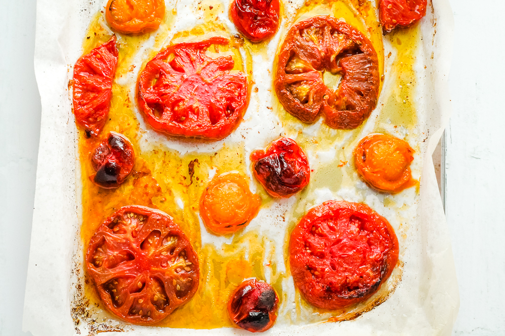 Quick Roasted Heirloom Tomatoes Happy Veggie Kitchen