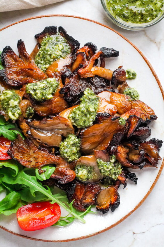 Air Fryer Oyster Mushroom Steaks Happy Veggie Kitchen