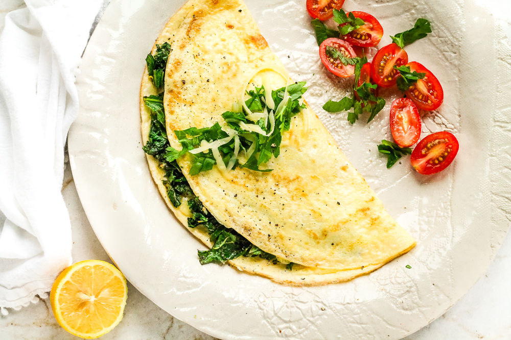 Cheesy Kale Omelette Happy Veggie Kitchen