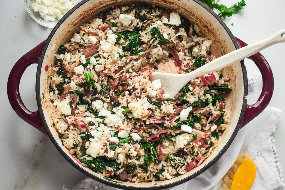 Feta & Kale Rice Happy Veggie Kitchen