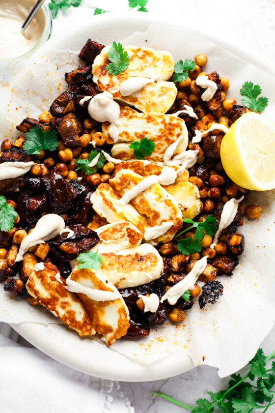 Halloumi with Spicy Eggplant (Aubergine) Happy Veggie Kitchen