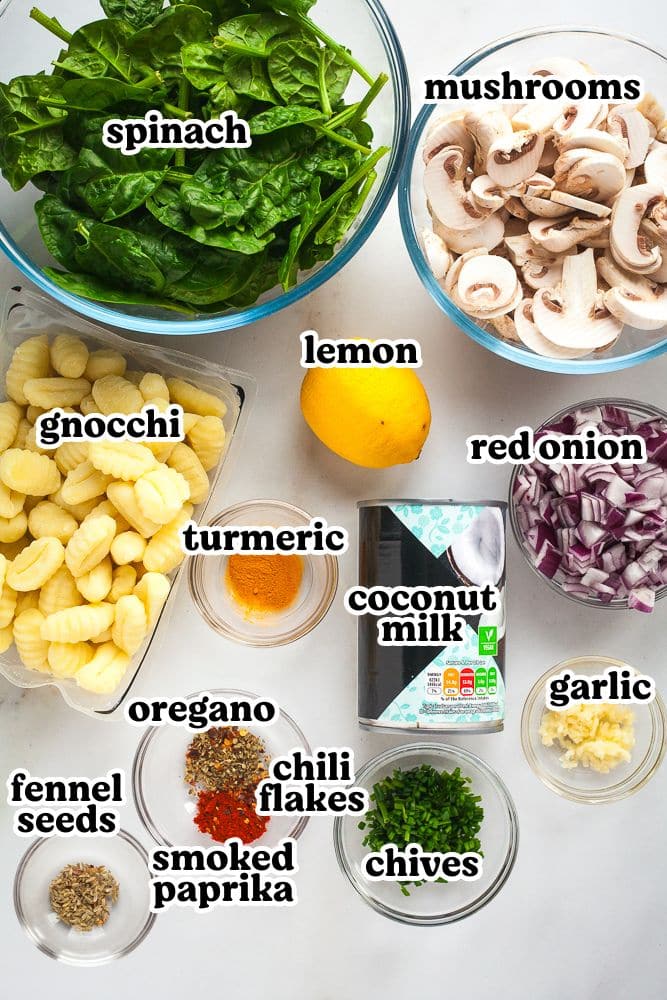 Ingredients for vegan gnocchi recipe