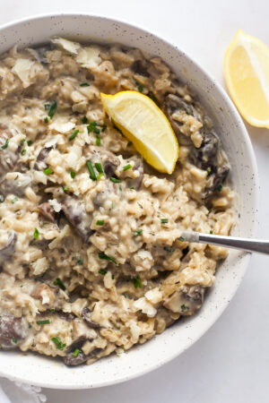 Slow Cooker Mushroom Risotto - Happy Veggie Kitchen