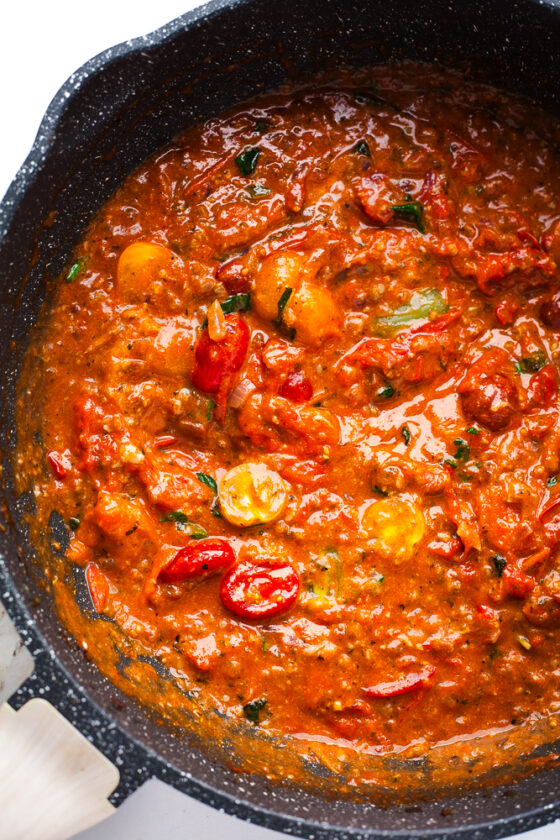 Cherry Tomato Spaghetti Sauce - Happy Veggie Kitchen
