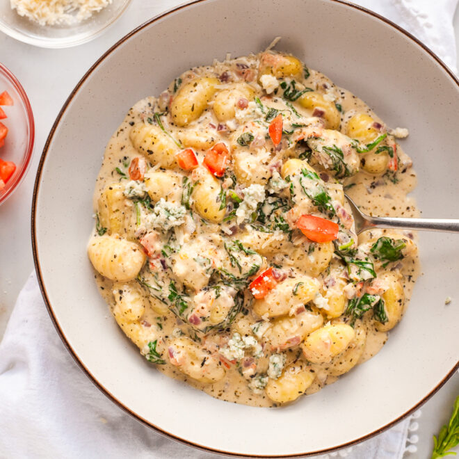 Gnocchi with Spinach &amp; Blue Cheese - Happy Veggie Kitchen