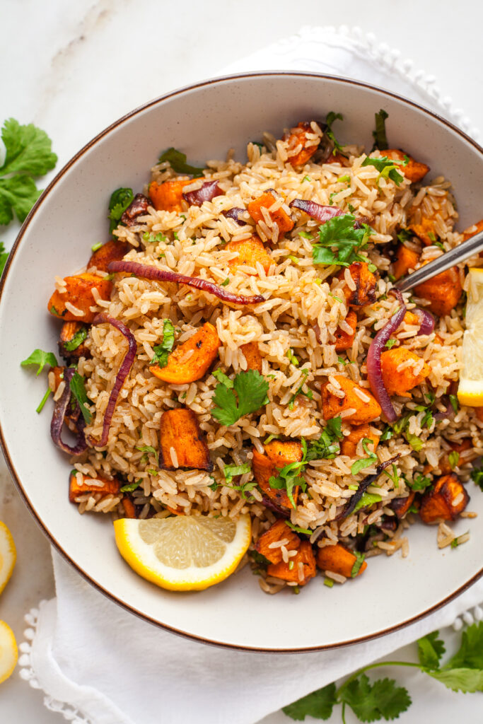 Sweet Potato Rice Pilaf - Happy Veggie Kitchen